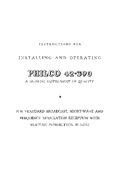 Philco 42-390 manual