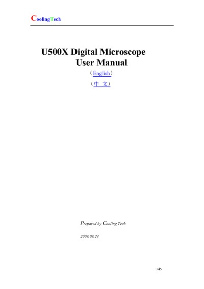 Manual do Microscópio Digital U500X