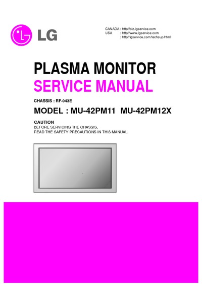LG MU-42PM11, MU-42PM12X chassis RF-043E Plasma Monitor