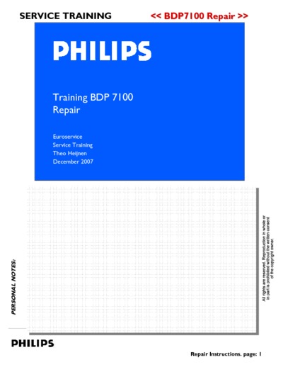 Philips BDP7100 Training