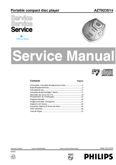 Philips AZT9230 Service Manual