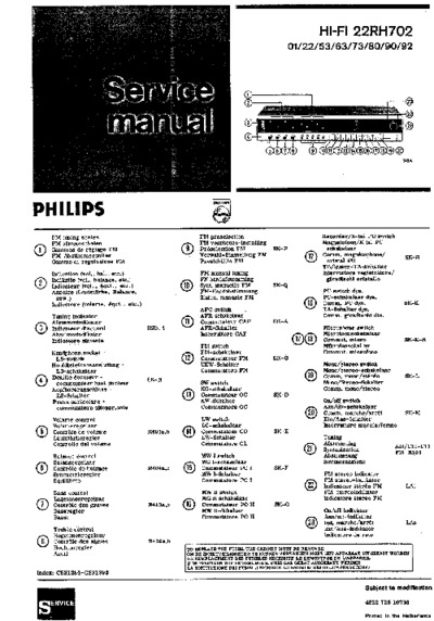 Philips 22RH702 Schematic