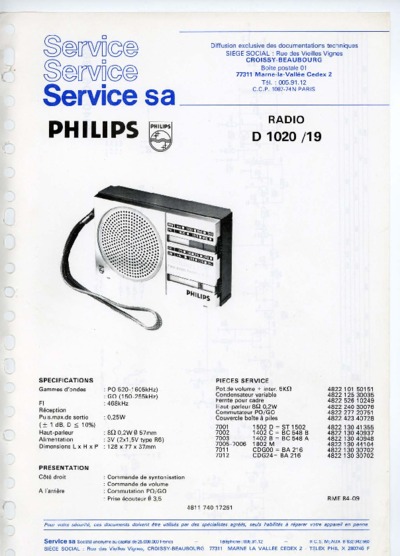 Philips D1020 Schematic