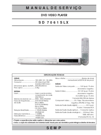 Toshiba DVD Video SD-7061 SLX