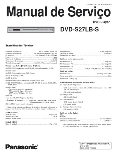 Panasonic DVD-S27LB-S