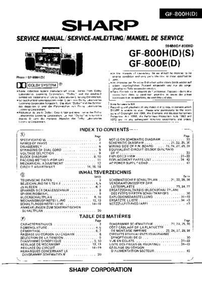 Sharp GF-800H E Radio cassette recorder