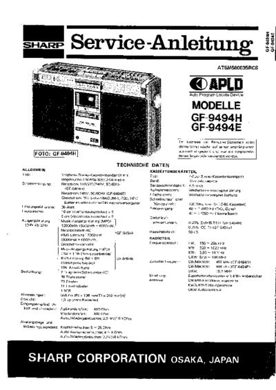 Sharp GF-9494H, E Radio cassette recorder