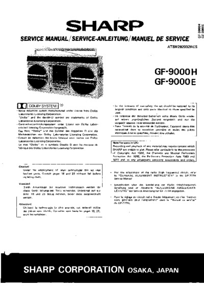 Sharp GF-9000 Radio cassette recorder