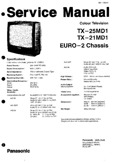 Panasonic TX-A21MD1, TX-25MD1 Chassis Euro2