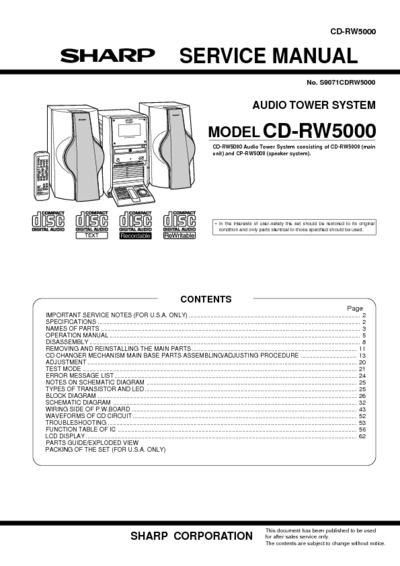 Sharp CD-RW5000 Audio Tower System