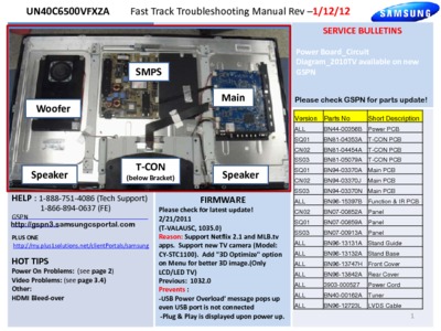 Samsung UN40C6500VFXZA Fast Track Troubleshooting