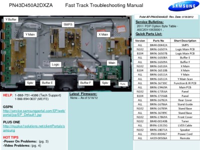 Samsung PN43D450A2DXZA Fast Track Troubleshooting