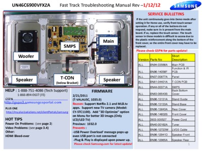 Samsung UN46C6900VFXZA Fast Track Troubleshooting