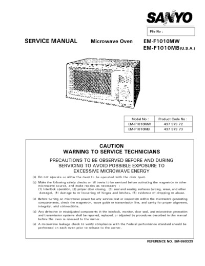 Sanyo microwave EM-F1010M SM860329