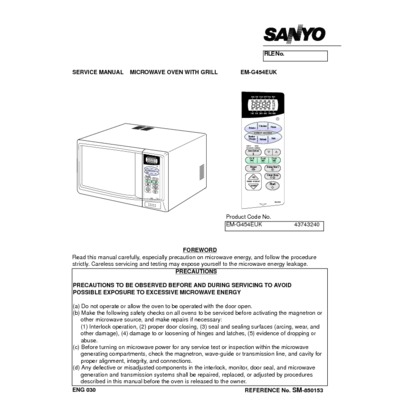 Sanyo EM-G454 Mocrowave oven+Grill  SM
