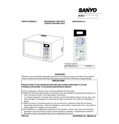 Sanyo EM-D993-1 Microwave ovev+Grill  SM