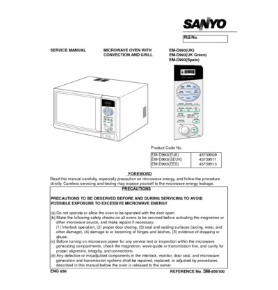 Sanyo EM-D993 Microwave oven+Grill  SM