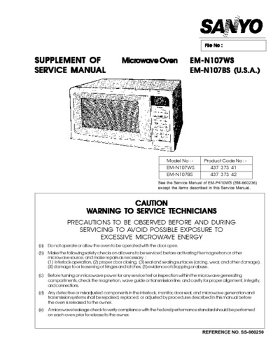 Sanyo microwave EMN107BS SS860250