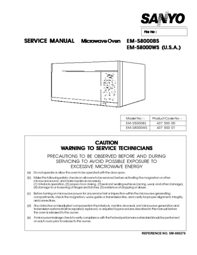 Sanyo microwave EMS8000BSSM860278