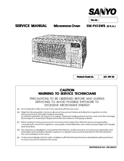 Sanyo microwave EMP415WS SM860251