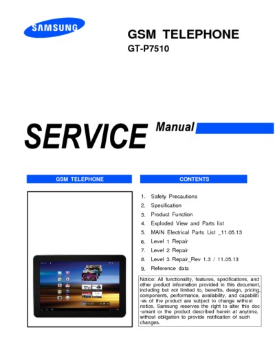 Samsung GT-P7510 Service Manual