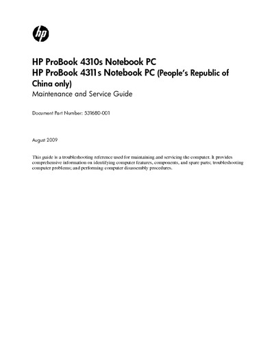 HP PROBOOK 4310S 4311S