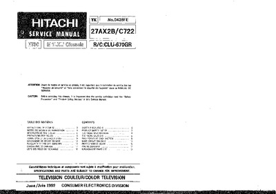 Hitachi 27AX2B/C722 Chassis M1LXU