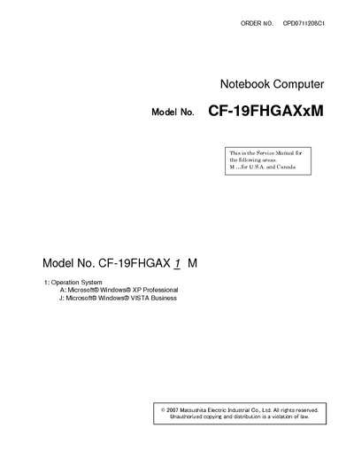 Panasonic CF-19FHGAXxM Notebook