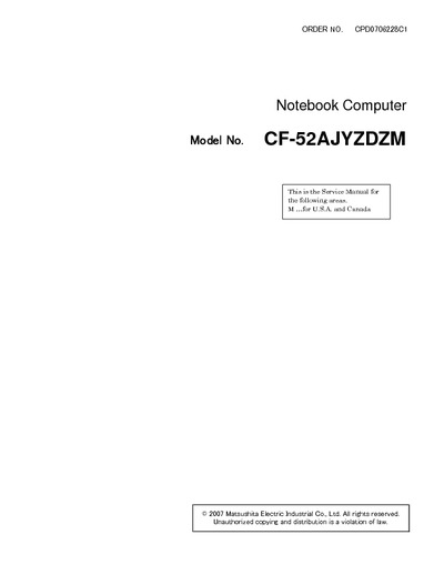 Panasonic CF-52AJYZDZM Notebook