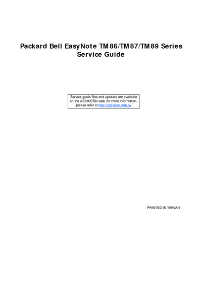 Packard Bell EASYNOTE TM85 TM86 TM89 Notebook