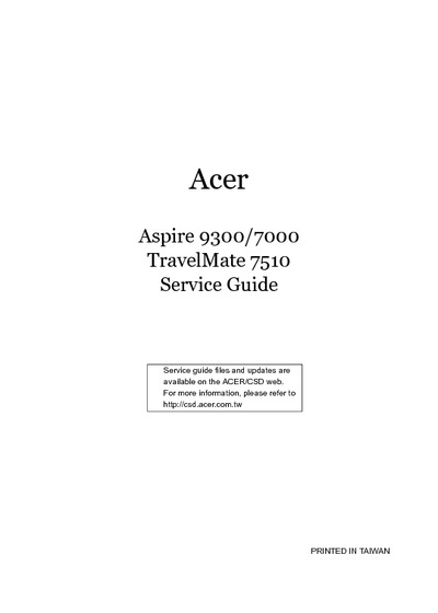 Acer Aspire 9300 7000 Travelmate 7510