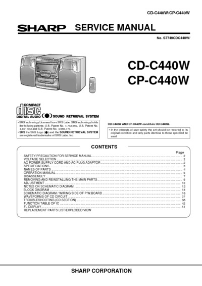 SHARP CD-C440W, CP-C440W