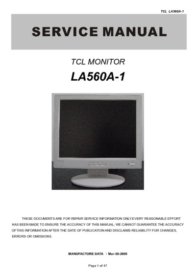 TCL LA560A-1 LCD