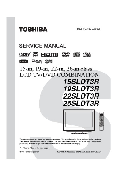 Toshiba 15SLDT3R, 19SLDT3R, 22SLDT3R, 26SLDT3R