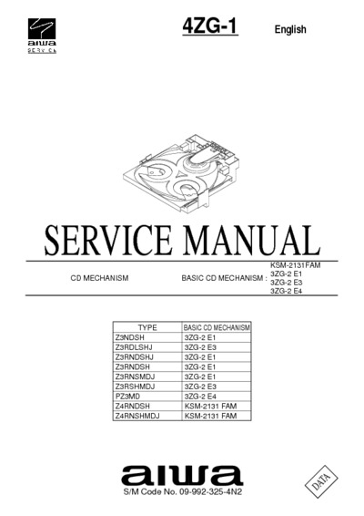 Aiwa 4ZG-1 Service Manual