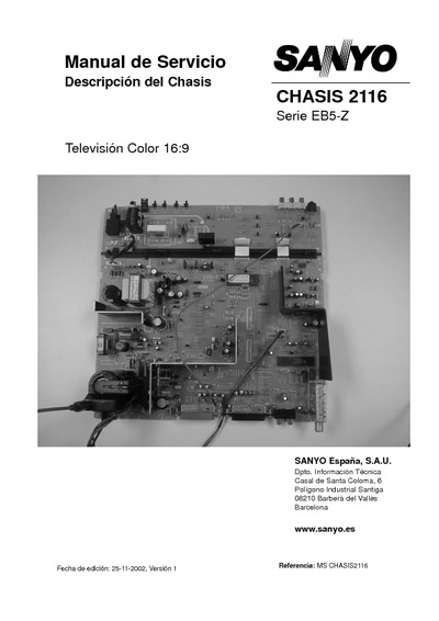 Sanyo Chasis 2116 serie EB5Z Manual Servicio