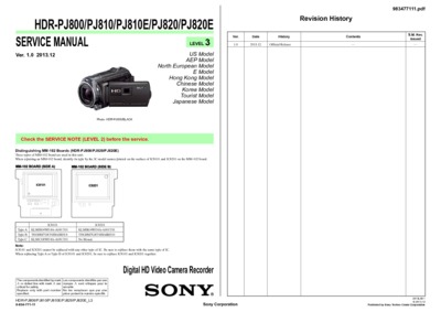 Sony HDR-PJ800 PJ810 PJ810E PJ820 PJ820E lev3