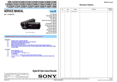 Sony HDR-CX2xx CX3xx PJ2xx PJ3xx Series lev2