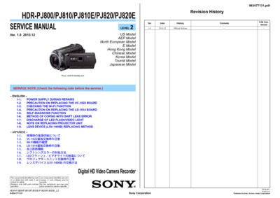 Sony HDR-PJ800 PJ810 PJ810E PJ820 PJ820E lev2