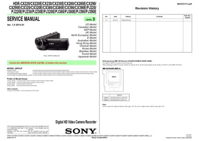 Sony HDR-CX2xx CX3xx PJ2xx PJ3xx Series lev3