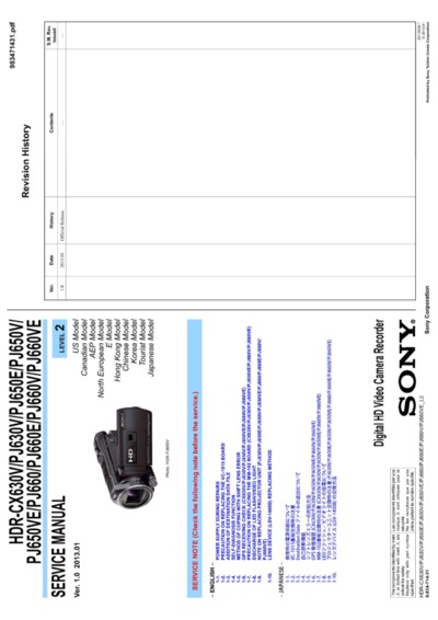 Sony HDR-CX630V PJ630V PJ650e PJ650V PJ650Ve PJ660 PJ660V PJ660Ve level2