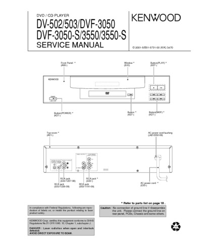 KENWOOD DV-502, DV-503 DVF-3050, DVF-3550-S