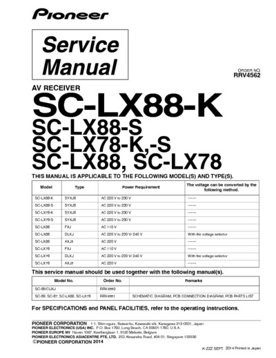 Pioneer SC-LX78-K, SC-LX88-K