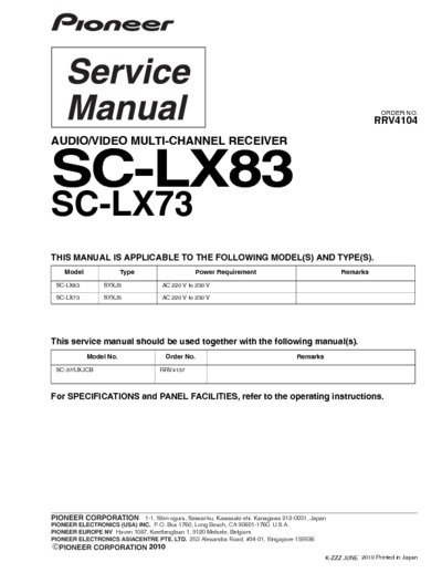 Pioneer SC-LX73, SC-LX83 RRV4104