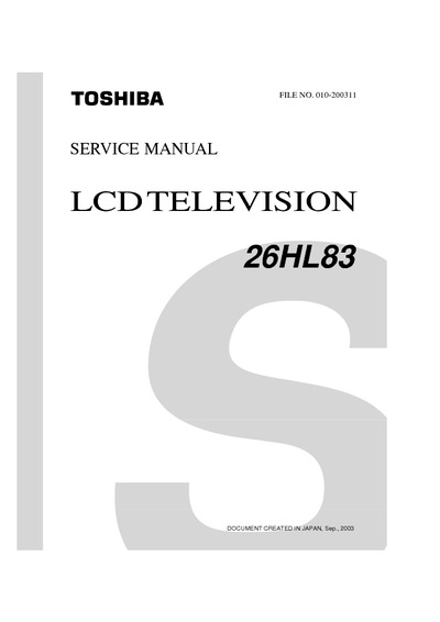 Toshiba 26hl83 svcman rev. 1-28-2004