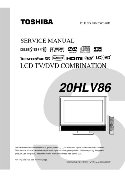 Toshiba 20HLV86CD