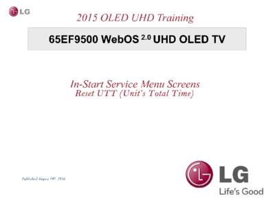65EF9500 WebOS 2.0 UHD OLED TV IN-START SERVICE MENU SCREENS Reset UTT