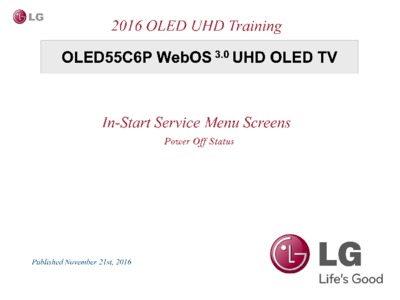 OLED65C6P WebOS 3.0 UHD OLED TV In-Start Service Menu Screens