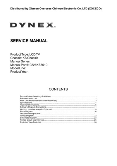 DYNEX DX-26LD150A11, Service Manual, Repair Schematics