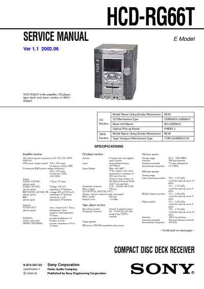 SONY  Hcd-rg66t  Ver1.1  2002.06